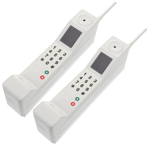 PAMINGONO Telefono Vintage Decorativo Bianco in Set da 2, Supporto per Telefono retrò in Materiale Resistente, Ornamento D’arredo per Casa, Ufficio e Decorazioni per Feste Anni ’80–’90