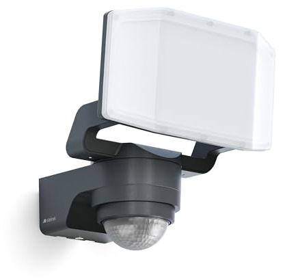 Steinel LED Strahler XLED PRO Expanse SC Anthrazit, 240°/12 m Bewegungsmelder, smartes Panorama Flutlicht, LED Panel voll schwenkbar, 3000K, IP54