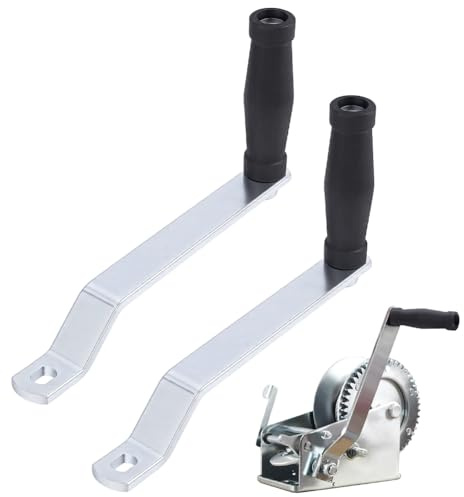 BENECREAT Paquet de 2 Manivelle de Treuil de Remplacement 220x135mm, Manivelle de Remorque, Manivelle de Treuil pour Bateau avec Construction Acier Plastique Finition INOX pour Utilisation Marine