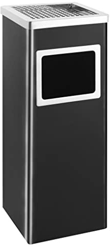 Genérico Papelera con cenicero de Acero Negro 36 L, Cubos de la Basura y papeleras Negro,51091