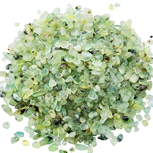 Shanxing 1lb/460g Natural Green Prehnite Crystal Tumbled Chips Stones Bulk, Reiki Healing Green Crystals Crushed Tumblestone Small Green Decorative Stones for Vase Fish Tank Craft Plant Pot Home Decor