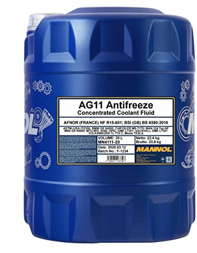 MANNOL 1 x 20L Longterm Antifreeze AG11 / Kühlerfrostschutz Konzentret Blau G11 Kühlerfrostschutz