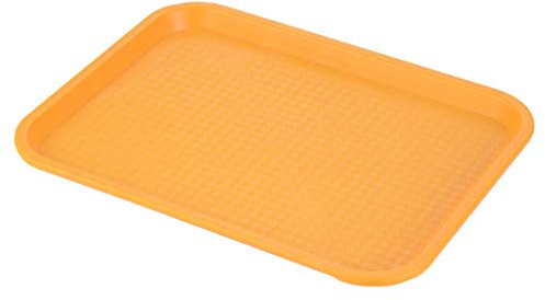 Ototon Plateau de Service Déjeuner Rectangulaire en Plastique Antidérapants Plat à Fruits Dessert pour Support d'Assiette Restauration Cuisine 35 * 27cm (Jaune)