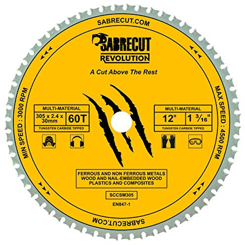 1 x SabreCut SCCSM305_60 305mm 60T x 30mm 25,4mm 20mm 16mm Bohrung Multi-Material Metall Holz Kunststoff Kreissägeblatt kompatibel mit Bosch Dewalt Makita Milwaukee und vielen anderen