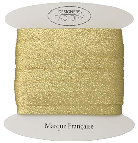 Goldfarbenes Lurex-Schrägband, verschönert Ihre Kreationen – perfekt auch für Anfänger, bügelbar und maschinenwaschbar bei 30 °C (pro 5 m, Gold)