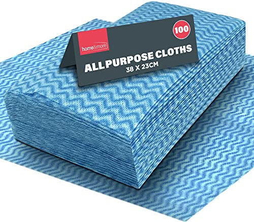 SOL 100pk All Purpose Cloths, 38x23cm Disposable Cleaning J Cloths Blue, Soft, Absorbent, Gentle & Reusable for Household and Professional Cleaning, Ideal for Polishing, Dusting, Washing Dishes