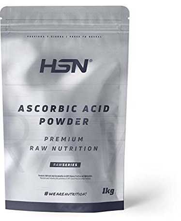 HSN Ácido Ascórbico (Vitamina C) en Polvo | Sabor Neutro 1Kg | 1 gramo Vitamina C al día | 100% Puro Sin Añadidos y Libre de Contaminantes | No Contiene Dosificador | No-GMO, Vegano, Sin Gluten