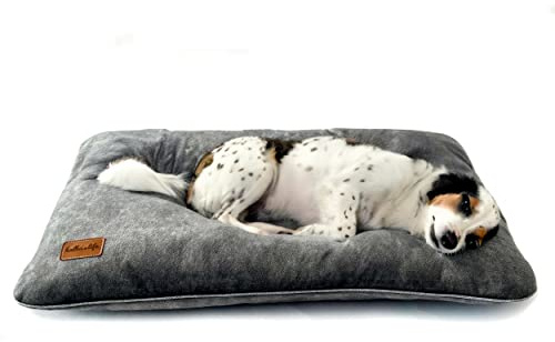 Halkalife hundkudde, hund- och kattsäng, hund fläckbeständig säng. Avtagbart lock Hållbart, tjockt tyg hundkudde. Bekväm husdjurskudde med dragkedja. (M, grå)