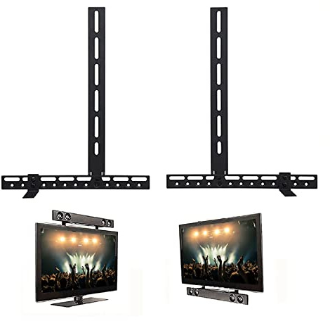 UNHO Universal Soundbar Mount Above or Under TV, Black Steel, 22lbs Capacity, Fits Most Soundbars, Wall Mount