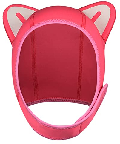 Cappuccio per muta con orecchie di gatto, 3 mm, in neoprene, per donne e bambini, cappello termico da surf con sfiato per snorkeling, nuoto, sport acquatici (rosa/bianco)