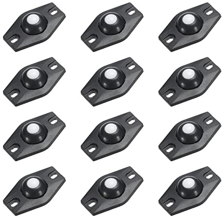 sourcing map Kleber Mini Laufräder (Schwarz - 12Stk) Schwenkbare Universalrolle 360 Drehung Kleberolle für Behälter Lagerboxen Möbel Mülleimer