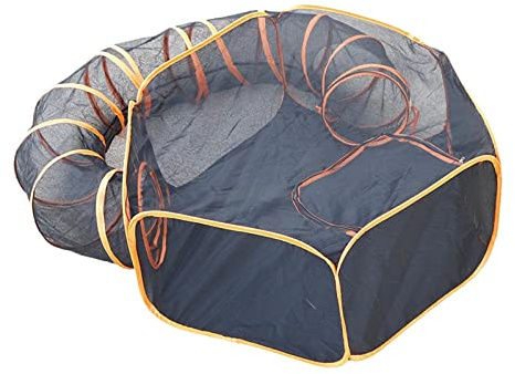 Qianly Large Pet Tunnel Cat Enclosures, 2-in-1 Foldable Pet Playpen, Portable Outdoor Cat Enclosure for Indoor Cats, Puppies, Rabbits, Durable Pet Tent for Travel, Camping, Backyard