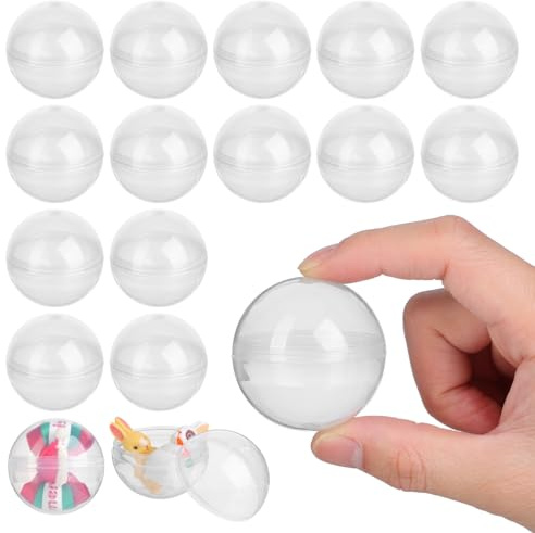 DECHOUS 50Pcs Clear Round Capsules: 45mm Empty Small Vending Capsules Toy - Fillable Plastic Gumball Containers Balls for Vending Machine Party Favor Prize