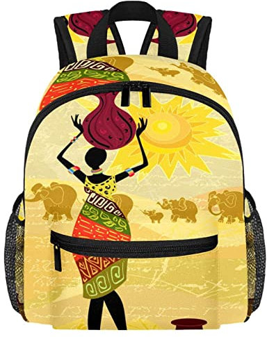 VAPOKF Leichter Schulrucksack, Kleinkind-Rucksack, kleine Reise-Umhängetasche für Jungen, Mädchen, Kinder, afrikanische Frauen, Landschaft, multi, 25.4x10x30 CM/10x4x12 in