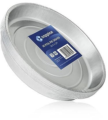 Coppice Strong Round Aluminium Foil Pie Dish for Baking, Serving & Food Storage | 26cm x 4cm | Freezer, Microwave & Oven Safe (10)