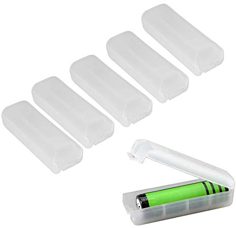 Cyrank 5 Pezzi Organizer Pile Batterie, Singolo Contenitore per Batterie 18650 Custodia Batteria in Plastica 18650 Organizzatore per 18650 Batteria Custodia