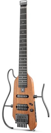 Donner HUSH-X - Kit per chitarra elettrica - Chitarra Headless Leggera, Ottima per Viaggiare e Allenarsi, Corpo in Mogano Massiccio con Telai Facili da Montare, Custodia, Tutti gli Accessori, Naturale