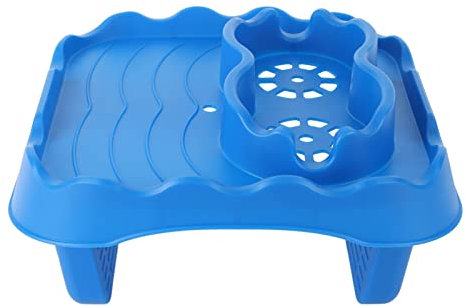 JEOZBM Whirlpool-Tisch, Whirlpool-Tablett Mit Ablauflöchern, Rutschfestes Whirlpool-Tischtablett, Whirlpool-Beistelltisch Für Pools Und Badewannen(27 * 23cm-Blau)