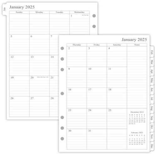 newestor Monatsplaner 2024-2025, Nachfüllpackung für 3-Ringbuch, 15 Monate von Oktober 2024 bis Dezember 2025, zwei Seiten pro Monat, 21,6 x 27,9 cm, Folio-Größe 5
