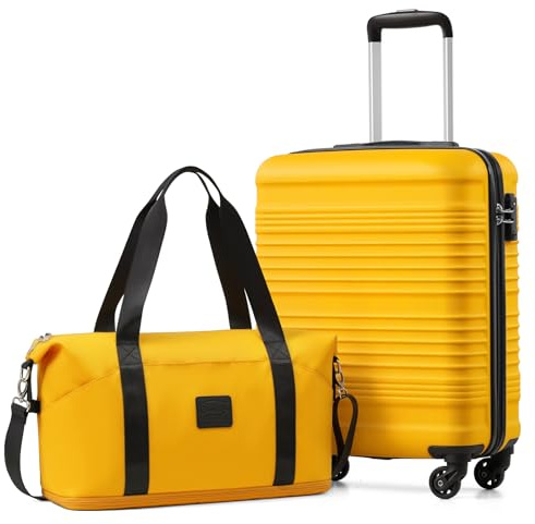 COOLIFE 55×40×20 Cabin Suitcase+40x25(36)x20cm Expandable Ryanair Cabin Bag