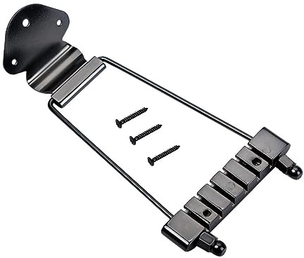 Schwarzer Metall Saitenhalter für 6-saitige Jazzgitarre | Saitenhalter Satz mit Schrauben, Gestaltet mit Exzellenter Verarbeitung, als Ersatz für Alte oder Defekte Teile