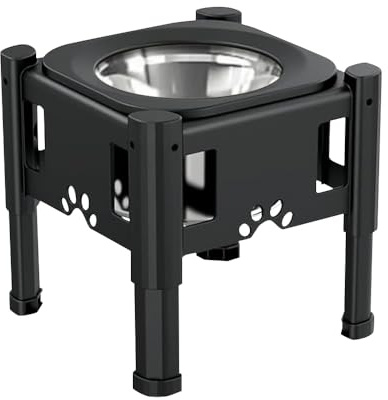 Mangeoire pour Chien, Inoxydable réglable en hauteu gamelle Chien surelevee, idéal pour Chiens Grands ou Vieux, Anti-Glouton et Gamelle INOX 2200ml
