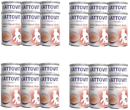 Kattovit Niere/Renal-Drink Ente | 24er Pack | 24 x 135 ml | Ergänzungsfuttermittel für ausgewachsene Katzen | Fleischstückchen mit Ente | Zur Unterstützung der Nierenfunktion