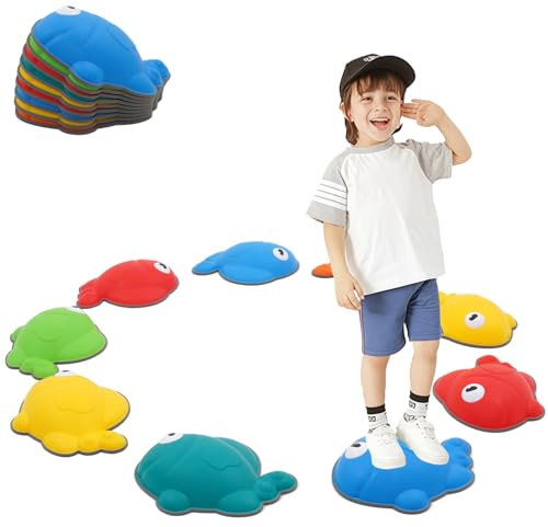 Forroby Sensory Balance Stepping Stones Kids Toddler,Garden Stepping Stones kit for Children,Outdoor Play Equipment,Obstacle Course Indoor,Exercise Games,Balance Toys,Gift for Boys Girls