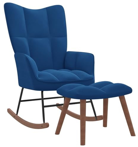 Iiaky Silla Mecedora con reposapiés Terciopelo Azul Lactancia Sillones para El SalóN Salon Sillon Balancin