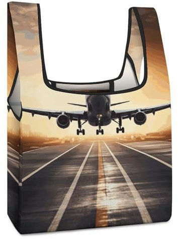 JTKBNVM Grocery Bags for Shopping Backpack Airplane Reusable Tote Bags for Women Men Extra Large 40 LBS Foldable Shopping Bag Lightweight Reusable Pouch, Style, One Size