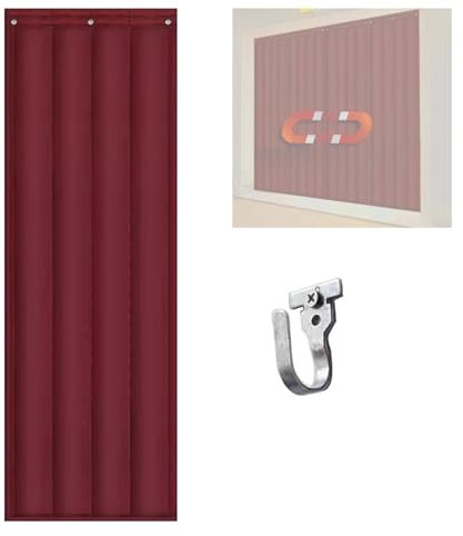 Magnetischer, wärmeisolierter Türvorhang für Winter und Sommer, dickeres geschichtetes Oxford-Gewebe, temporäre Isolierung, Abdeckung (rot, 60 x 220 cm)
