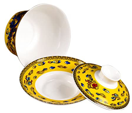 DINHEAROM Chinese Style Tureen Tea Cup Handgefertigte Keramische Teetasse Mit Traditionellem Drachenmuster Für Teezeremonien Dekoratives Element Langlebig Und Elegant