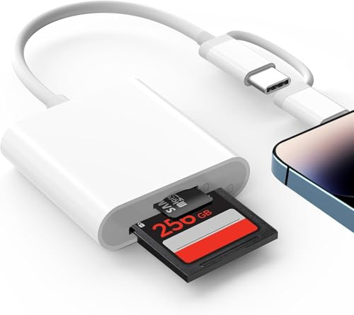Lettore Schede SD per iPhone/iPad/Fotocamera, Adattatore Scheda SD per i-Phone, Adattatore SD per i-Phone, Adattatore Macchina Fotografica iPhone, SD Card Reader for iPhone Lettore Schede USB C
