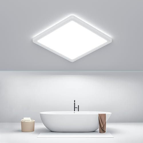 Swoieltr Bathroom Light, 24W 2500LM LED Ceiling Light, Bathroom Lights Ceiling Waterproof Flush Ceiling Lights Lamp for Kitchen Hallway Living Room Bedroom Toilet Office (30CM 6500K)