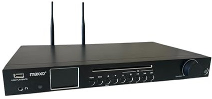 Maxxo TR04CD Hi-Fi Tuner, radio digitale con DAB+, FM, radio Internet, lettore CD, Bluetooth, Wi-Fi, Spotify, USB, UPnP, RDS, display a colori, sveglia, telecomando, colore nero