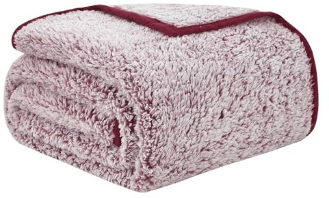 EMME Kuscheldecke Sherpa Decke Flauschig，228x228cm Dicke und Elegant, Sofadecke Doppelgesicht Extra Weich, Warme Gemütliche Wendbare Flauschige Wohndecke Decke für Couch und Bett,Rot