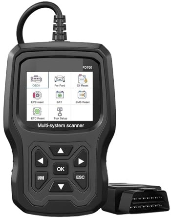 Scanner Automobile, OBD2 Scanner Lecteur de code système complet OBD 2 avec moteur ABS SRS EPB/accélérateur Réinitialisation de l'huile Outil de diagnostic de voiture