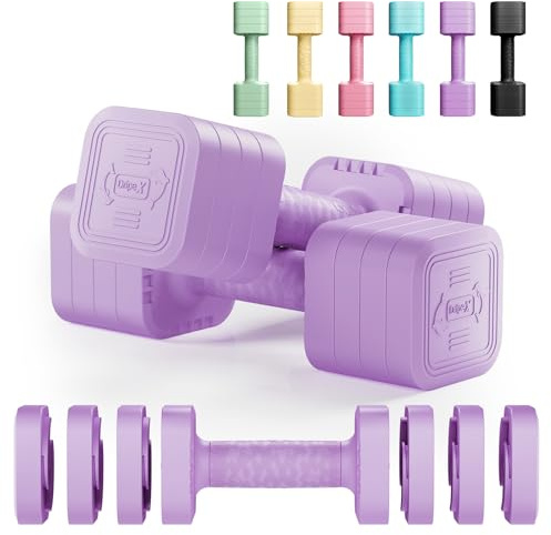 Dripex Mancuernas Ajustables de 2,5 kg/5 kg, Juego de Pesas con Mango Antideslizante para Mujeres Hombres Pesas Ajustables para Fitness Gimnasio en Casa