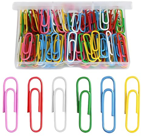 LACHT Büroklammern,200 Stück Büroklammern, 2.8cm Bunt Aktenklammern Set Metall Büroklammern Halter mit Aufbewahrungsbox für Büro Dateien Schule Papiere