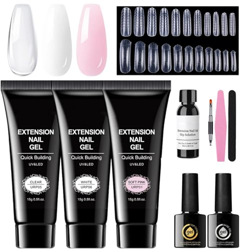 Kit Gel Pour Ongles en Gel,Set De Construction D'extensions Pour Débutants | Colle Réglable Accessoires Art Modelage Salon Maison Femmes