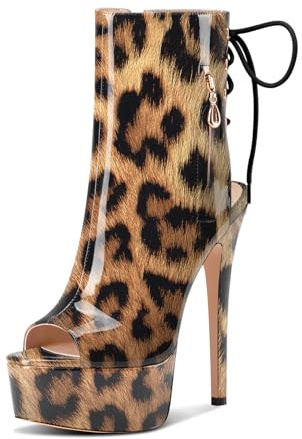 Castamere Femmes Aiguille Haut High Talon Heel Ouvert Bout Plate-Forme Été Bottines Lacets Danse Party Dress Bottes 15 CM Heels