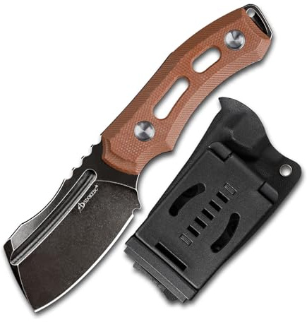 SDOKEDC 14C28N Stahl Outdoor Messer Feststehende Klinge Micarta Griff Jagdmesser Gürtelmesser Klinge 6, 7 cm mit Kydex Scheide für Männer Camping Survival EDC (Schwarze Steinwäsche)