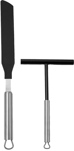 Homeponnew Utensilio esparcidor de crepes con mango ergonómico, acero inoxidable y nailon, herramienta de cocina para panqueques y pasteles de huevo