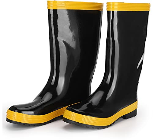 Dioche Fire Fighting Rescue Boots Non Slip Rubber Safety Shoes with Steel Plate Puncture Proof Water proof Anti Base Voltage for Firefighters Workers Mining Forest (39)