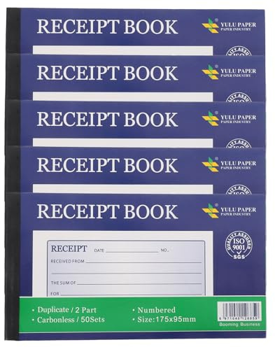 LOEFLIFA Bloc de Recibos de 2 Partes 5 Unidades Paquete, Talonario Autocopiativo para Pequeñas Empresas, Formulario de Pedido Comercial para Gestión de Pedidos y Libro de Caja para