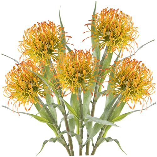 Xoeryoy 5 st konstgjorda krysantemum, 50 cm höjd krysantemum konstgjorda blommor – realistiska falska nålblommor för hem- och evenemangsdekor (gul)