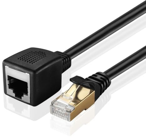 TNP Ethernet-Verl?ngerung/Extender (0,9 m) - Cat7 Cat6 Cat5e Cat5 LAN RJ45 Buchse auf Stecker Netzwerkverbinder Patchkabel - Verl?ngerungskabel f��r Router, Modem, Smart TV, Computer, Laptop