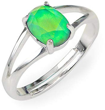 FUN JEWELS - anello dell’umore con pietra ovale cambiacolore - in ottone con pietra sfaccettata - minimo stile