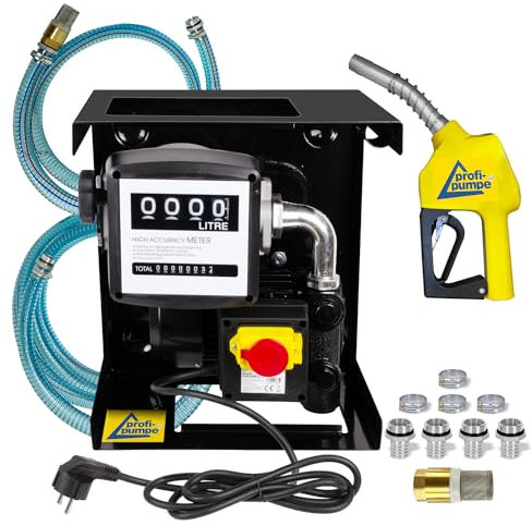 POMPA TRAVASO GASOLIO POMPA DIESEL POMPA OLIO COMBUSTIBILE Diesel EXELENZ-3.1 POMPA GASOLIO con contalitri, pistola automatica e tubo in gomma | Altezza massima: 60 m | 33 l/min | 400W | 220/230V