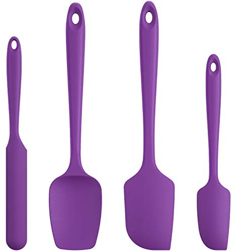 U-Taste Silikon Teigschaber, 315℃ hitzebeständiger, 4er-Set, Lila | Antihaft-Gummispachtel, Flexibel Teigschaber & Kuchenschaber zum Kochen Mixen Backen Dekorieren